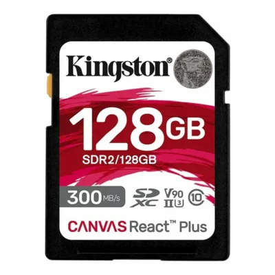 Kingston Canvas React Plus 128GB SD Card | SDXC UHS-II | 300R/260W U3 V90 | Full HD/4K/8K | SDR2/128GB