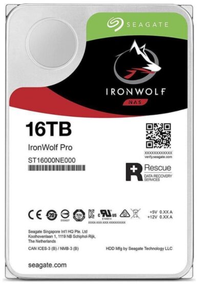 Seagate IronWolf Pro NAS 3.5-inch 7200rpm Hard Drive 16TB (ST16000NT000)