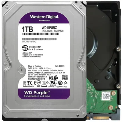 Western Digital 1TB WD11PURZ WD Purple Surveillance Internal Hard Drive HDD - SATA 6 Gb/s, 64 MB Cache, 3.5"