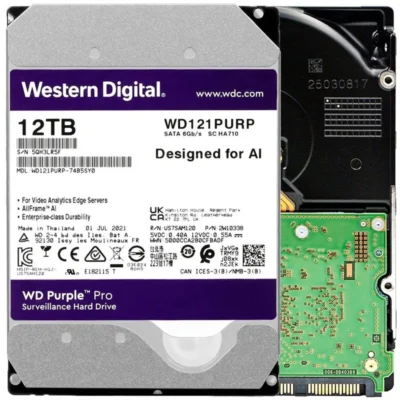 WD Purple Pro WD121PURP 12TB 7200 RPM 256MB Cache SATA 6.0Gb/s 3.5" Internal Hard Drive